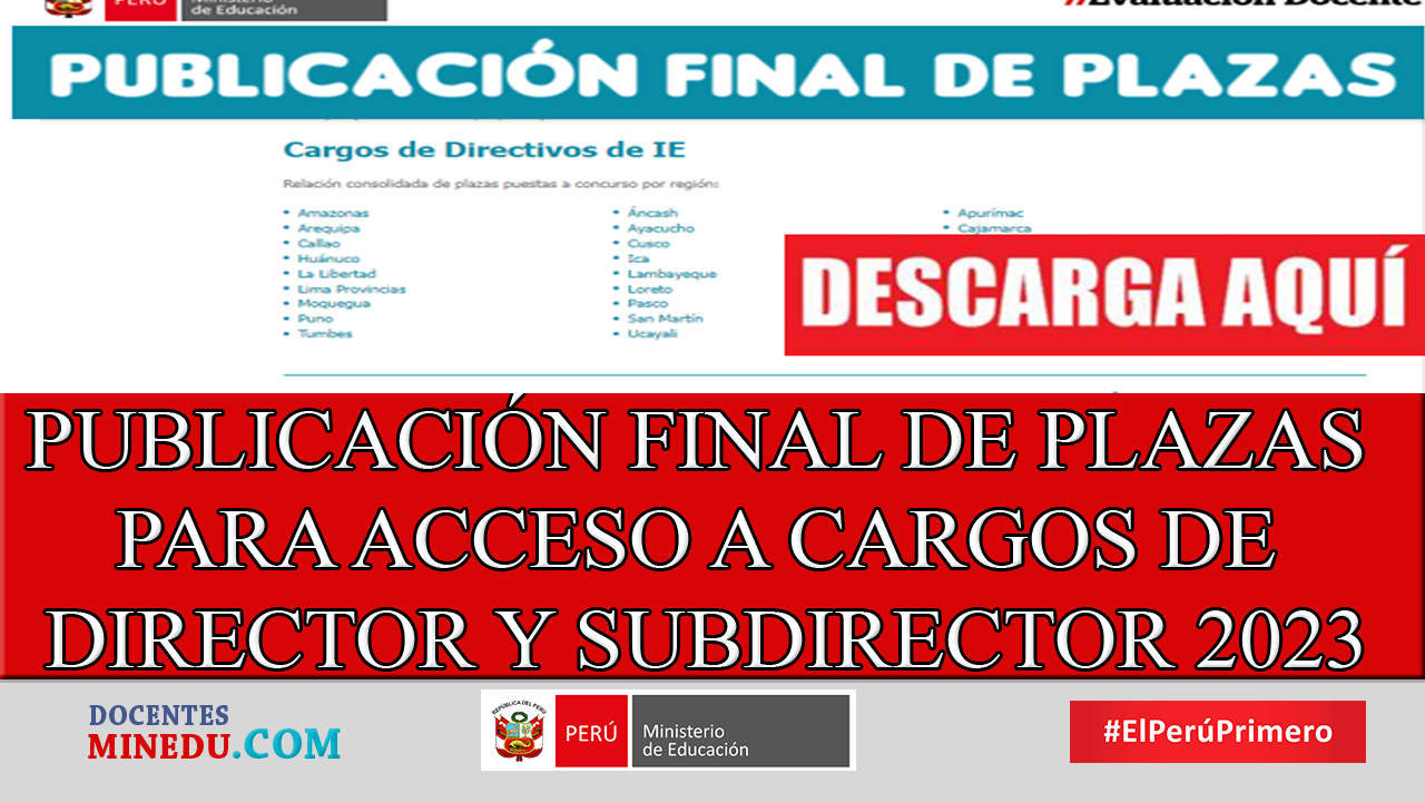 Publicación Final de Plazas para Acceso a Cargos Directivos