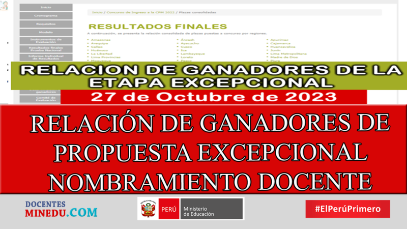 RELACIÓN DE GANADORES DE PROPUESTA EXCEPCIONAL DE NOMBRAMIENTO DOCENTE