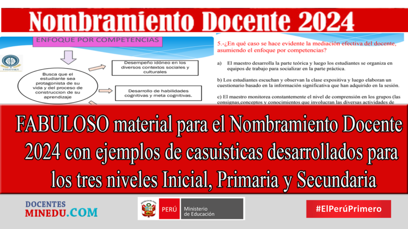 FABULOSO material para el Nombramiento Docente 2024 con ejemplos de casuisticas desarrollados para los tres niveles Inicial, Primaria y Secundaria