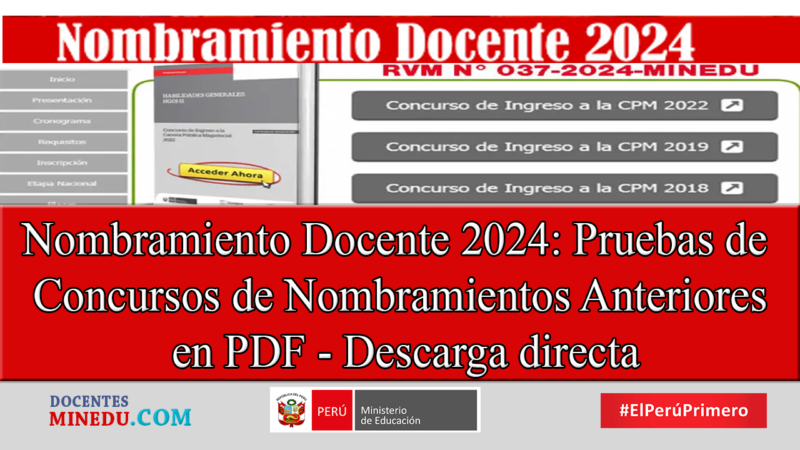 Nombramiento Docente 2024: Pruebas de Concursos de Nombramientos Anteriores en PDF – Descarga directa