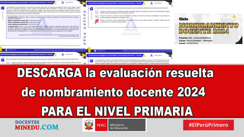 DESCARGA la evaluación resuelta de nombramiento docente 2024 PARA EL ...