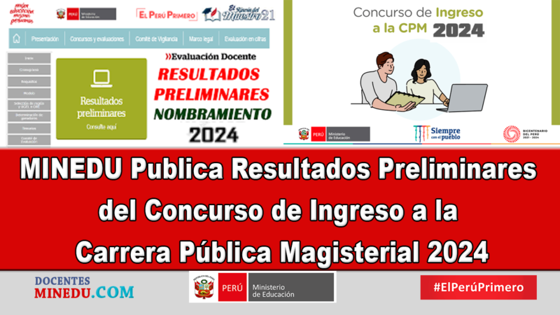 MINEDU Publica Resultados Preliminares del Concurso de Ingreso a la Carrera Pública Magisterial 2024